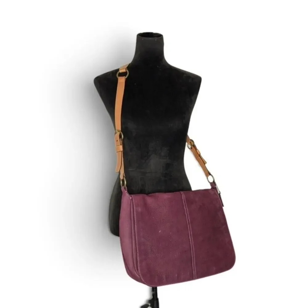 VTG Coach Chelsea 5773 Purple Nubuc Leather Messenger Crossbody Bag Y2K